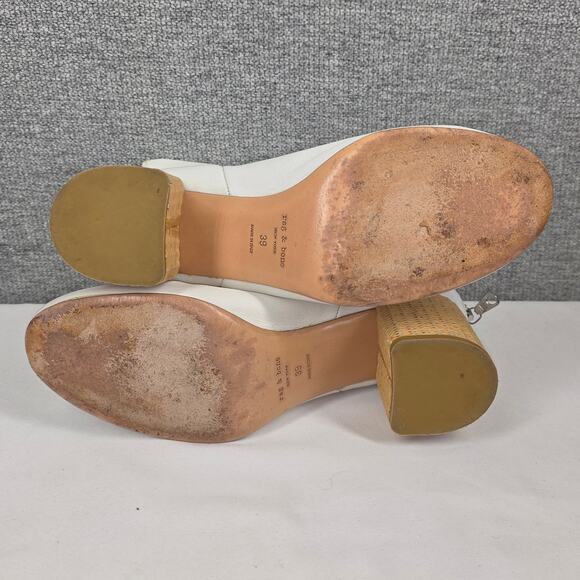 RAG & BONE DREA WHITE LEATHER BOOT – WICKER HEEL – WOMEN’S US 9 – MADE IN ITALY - Picture 10 of 13